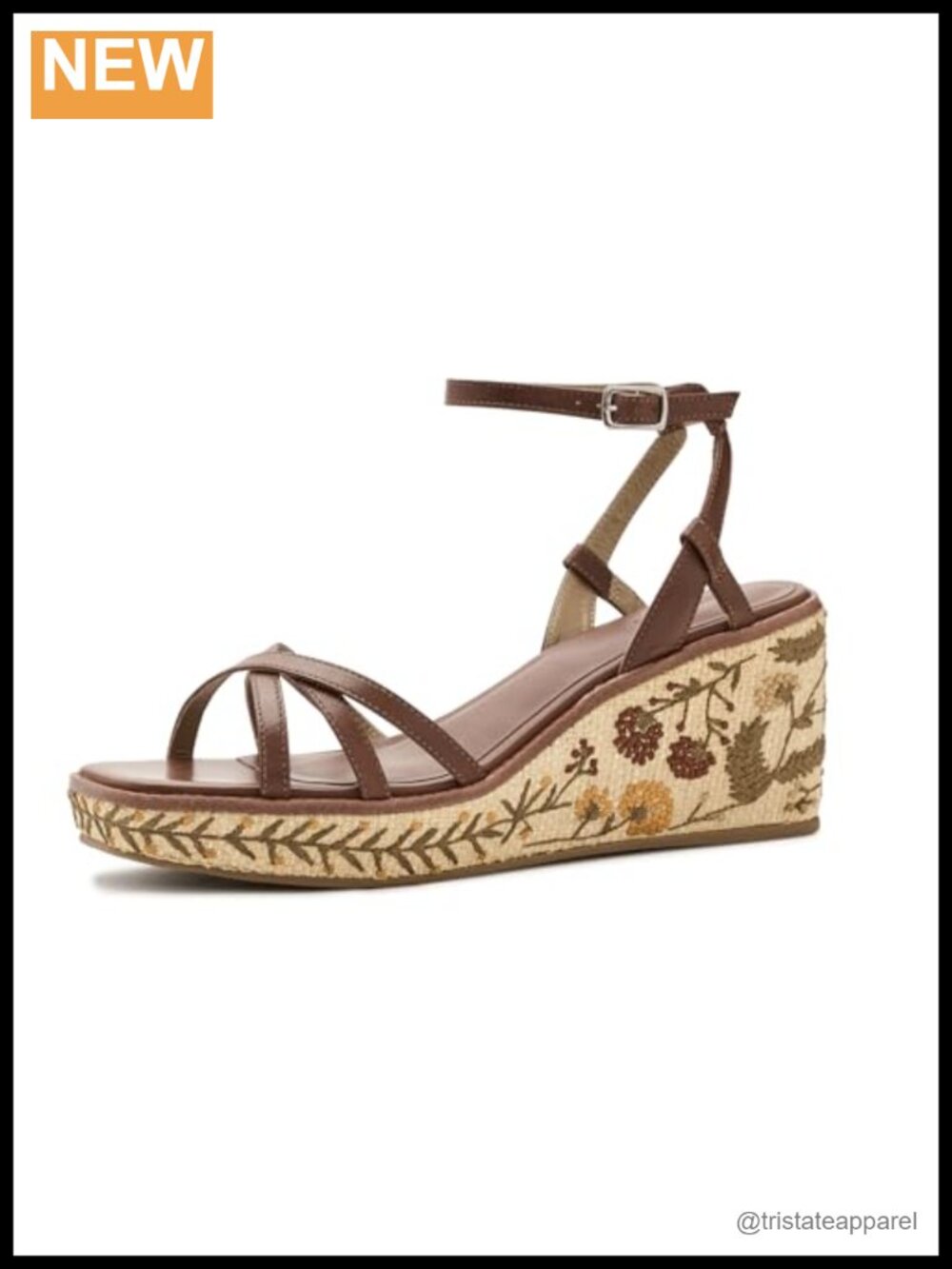 Bernardo Cairo Embroidered Raffia Wedge Sandals Ankle Strap Open Toe